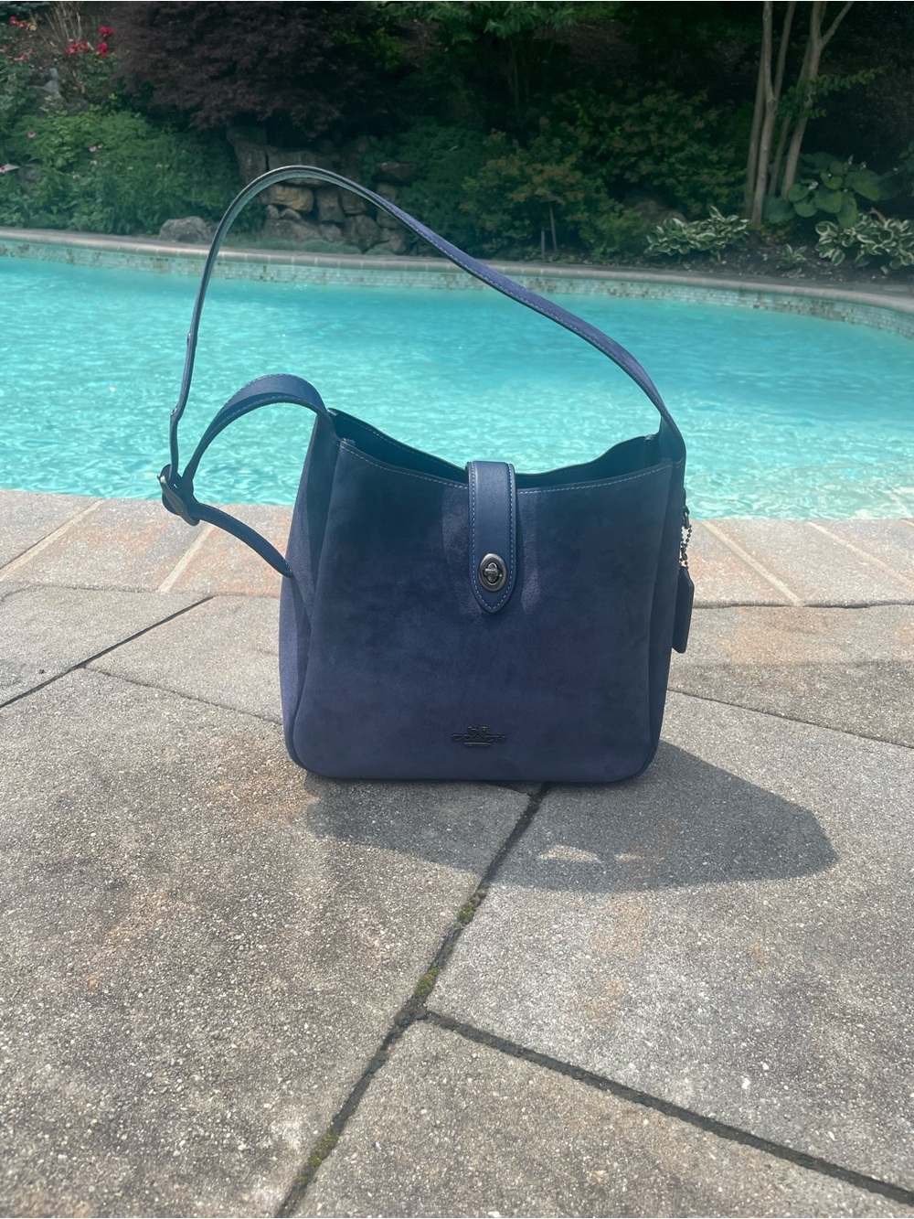 Coach Navy Suede Shoulder Bag